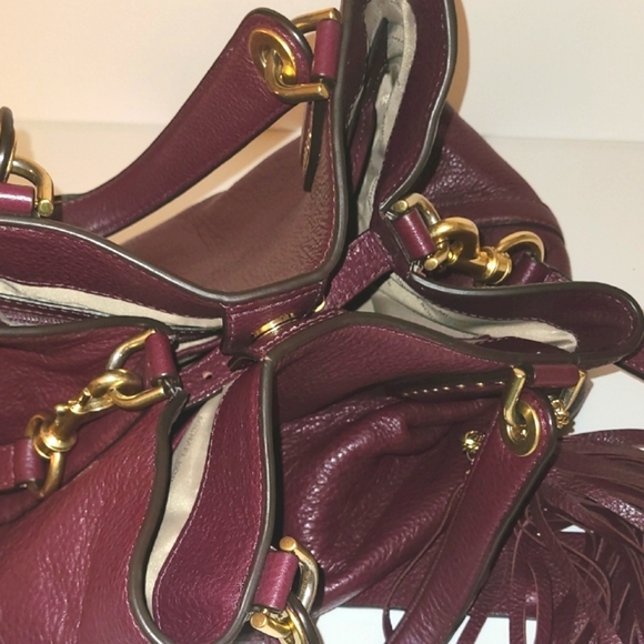 Michael Kors Brooklyn Burgundy Leather Satchel - Picture 11 of 15